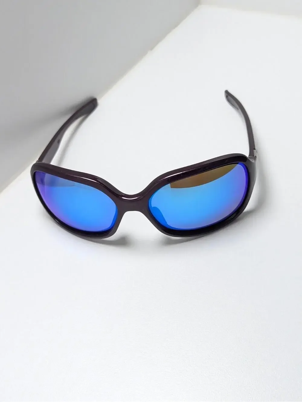 Oakley Pulse OO9198 Blue Mirrored Lens Dark Purple Wraparound Unisex Sunglasses